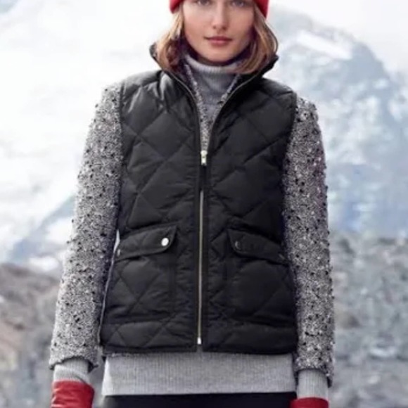 J. Crew Jackets & Blazers - J.Crew Excursion Quilted Down Full Zip Puffer Vest Black Size Small